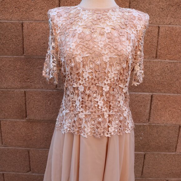 Women's Karen Miller Dress Lace Bodice & Chiffon Dress - Picture 1 of 16